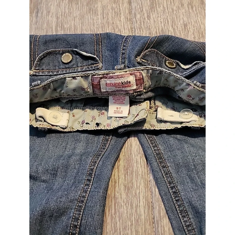 Y2K Genuine Kids By OSHKOSH  Flower‎ Embroidered Denim Capris 5T